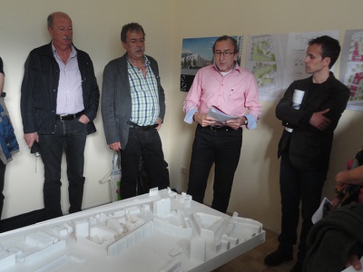 "100 Jahre Wohnen in Innsbruck" Führung mit Luis Ilmer (Architekt), Gerhard Fritz (Innsbrucker Stadtrat), Norbert Buchauer (Architekt) und Raimund Gutmann (wohnbund:consult)