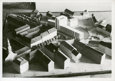 Gerald Ludwig: Modell für den Wettbewerb GVB-Gebäude am Jakominiplatz Graz, um 1948, Sammlung Gerald Ludwig, Bildersammlung