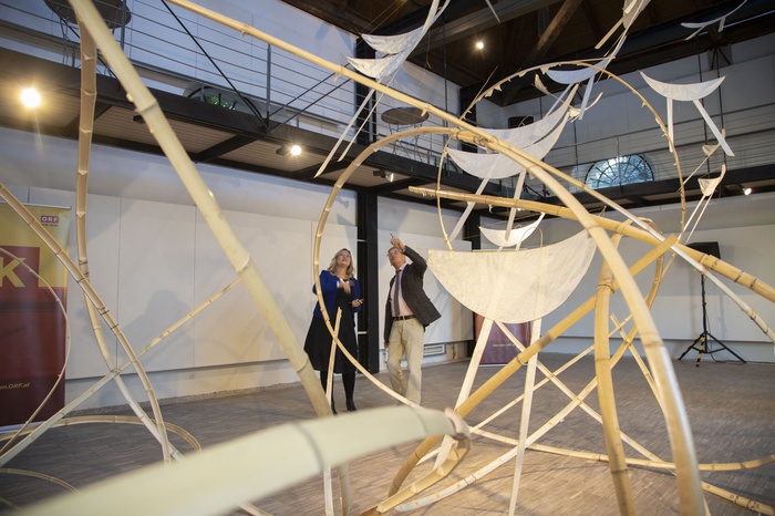 Raffaela Lackner und LH Peter Kaiser bei der Eröffnung der langen Nacht im Haus der Architektur.