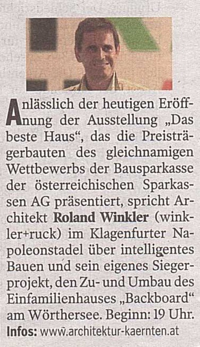 Kleine Zeitung_05.03.2014_Ausstellungseröffnung „Das beste Haus“