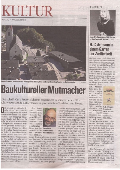 Kleine Zeitung_2015.04.14_Baukultureller Mutmacher