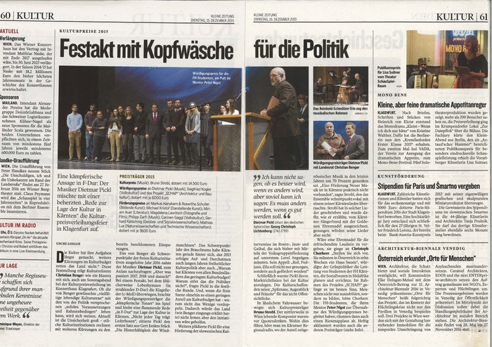 Kleine Zeitung_2015.12.15_ Festakt mit Kopfwäsche für die Politik
