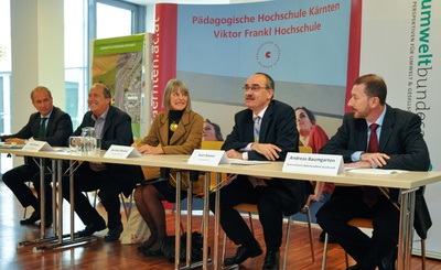 Pressekonferenz zum „Österreichischen Bodenforum 2014“ _2014.10.28_in Klagenfurt – v.l.n.r. Weinberger, Holub, Weber, Kienzl, Baumgarten