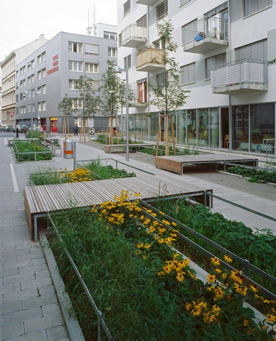 Anna Detzlhofer - Bänke, Pflanzstreifen.