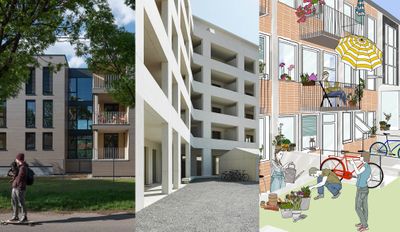 Haus Rafael, HOFRICHTER-RITTER Architekten © Helmut Pierer | Prinzessin Veranda, PENTAPLAN © Paul Ott | Frederics, BRAMBERGER architects © die bauwerkwohnen Wohnbaugesellschaft m.b.H (v.l.n.r.)
