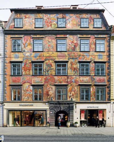 Gemaltes Haus (Herzogshof) Giovanni Pietro de Pomis (?), Hans Gangoly ca. 1600, 1742, 2002