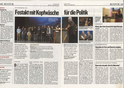Kleine Zeitung_2015.12.15_ Festakt mit Kopfwäsche für die Politik