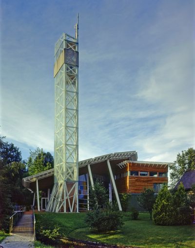 Volker Giencke: Kirche Aigen im Ennstal, 1990 bis 1992, Aussenansicht. Bildersammlung Peter Eder