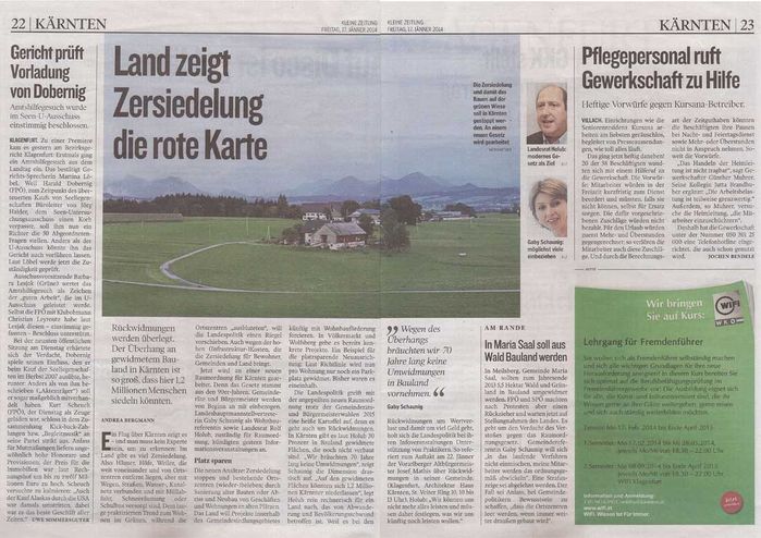 Kleine-Zeitung_17.01.2014_Zu viel Platz für zu wenige KärntnerKleine-Zeitung_17.01.2014_Zu viel Platz für zu wenige Kärntner