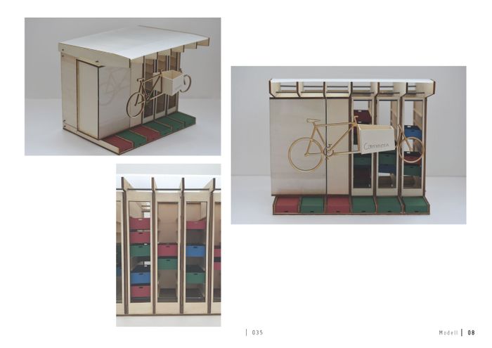 Projekt die . Cammera | Team: Klara Kapplmueller, Aurelia Kathan; HTL Mödling 
Besonders gefallen hat uns, dass dieses Projekt den urbanen Bereich bedient und als Verteilerstation dienen kann. Über mobile bestehende Lieferdienste können die Kisten direkt an die Verbraucher*innen geliefert werden. 
Die Idee der Kistenlagerung ist gut, muss aber mit einer begehbaren Platte verbessert werden. (Jurystatement)